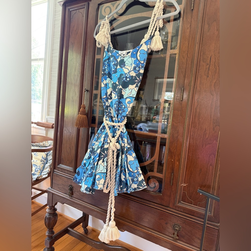RHODE Casey Dress Size S | Blue Abstract Print | Boho Summer Dress